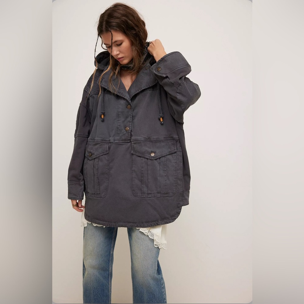 Free People We The Free Marlie Washed Pullover Jacket (Size Medium)